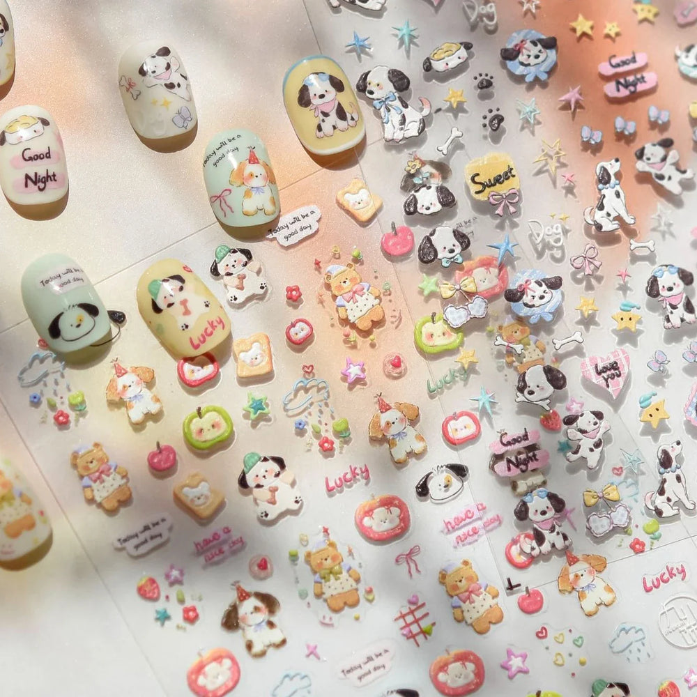 Fruits Apple Strawberry Animals Bear Dog Party Dream Flower Bone Rain Self Adhesive Nail Art Decoration Sticker Manicure Decals (Online Order Only)