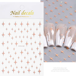 1 Sheet Star Nail Art Stickers 3d Self Adhesive Nail Decals Black White Golden Silver Color Star Design Nail Supplies Accessory (ONLINE ORDER ONLY)