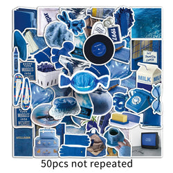 10/30/50PCS Ins Style Cartoon Blue Stickers Graffiti Decoration DIY Phone Bike Guitar Notebook Skateboard Kids Cute Decals Toys (ONLINE ORDER ONLY)