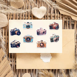 50Pcs Retro Cartoon Camera Photographer Stickers Aesthetic DIY Scrapbook Phone Case Travel Luggage Skateboard Cool Sticker (ONLINE ORDER ONLY)
