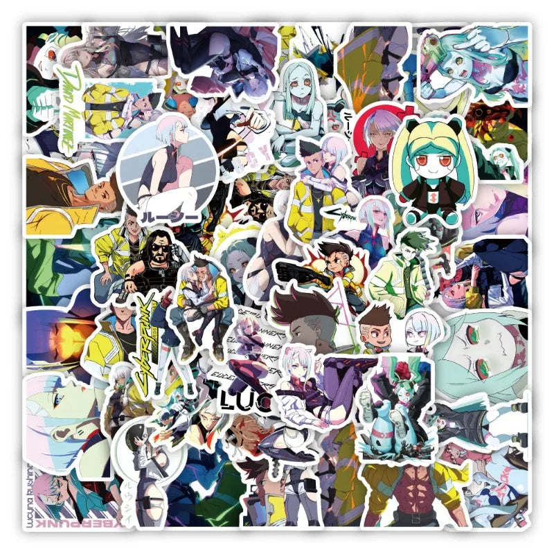 50pcs Cyberpunk Edgerunners Stickers for Laptop, Phone, Water Bottle, Suitcase, and More (ONLINE ORDER ONLY)