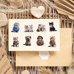 10/30/50PCS Cute Winter Cat PVC Sticker Aesthetic Decoration Scrapbooking Sketchbook Korean Stationery School Supplies for Kids (ONLINE ORDER ONLY)