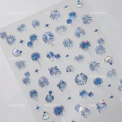 Colorful Fireworks Blooming Castle Romantic Brilliant Sky Self Adhesive Nail Art Stickers Star Shiny Rhinestone Manicure Decals (Online Order Only)