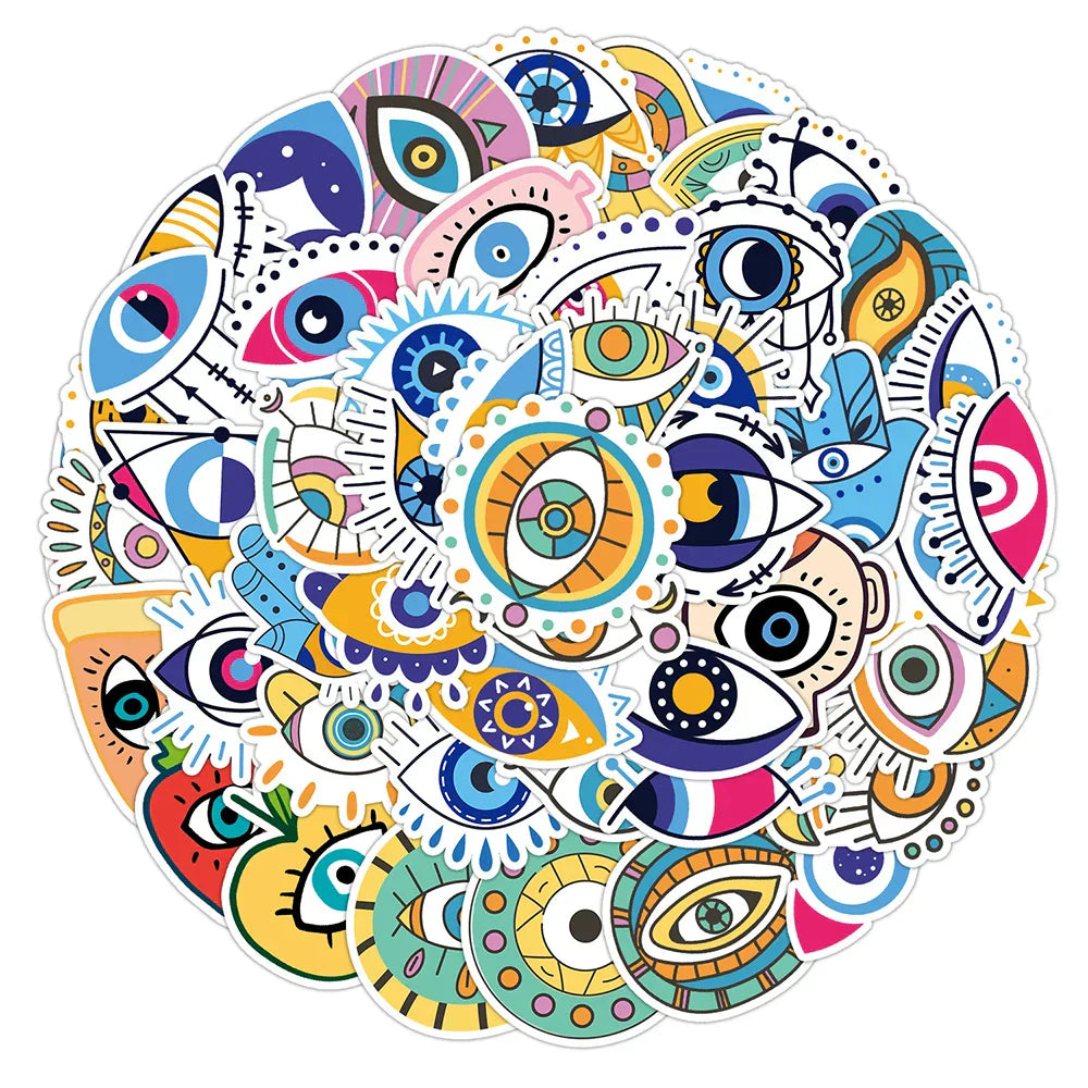 Evil Eye Cartoon Stickers for Bike, Luggage, Guitar, Laptop - 10/30/50PCS (ONLINE ORDER ONLY)