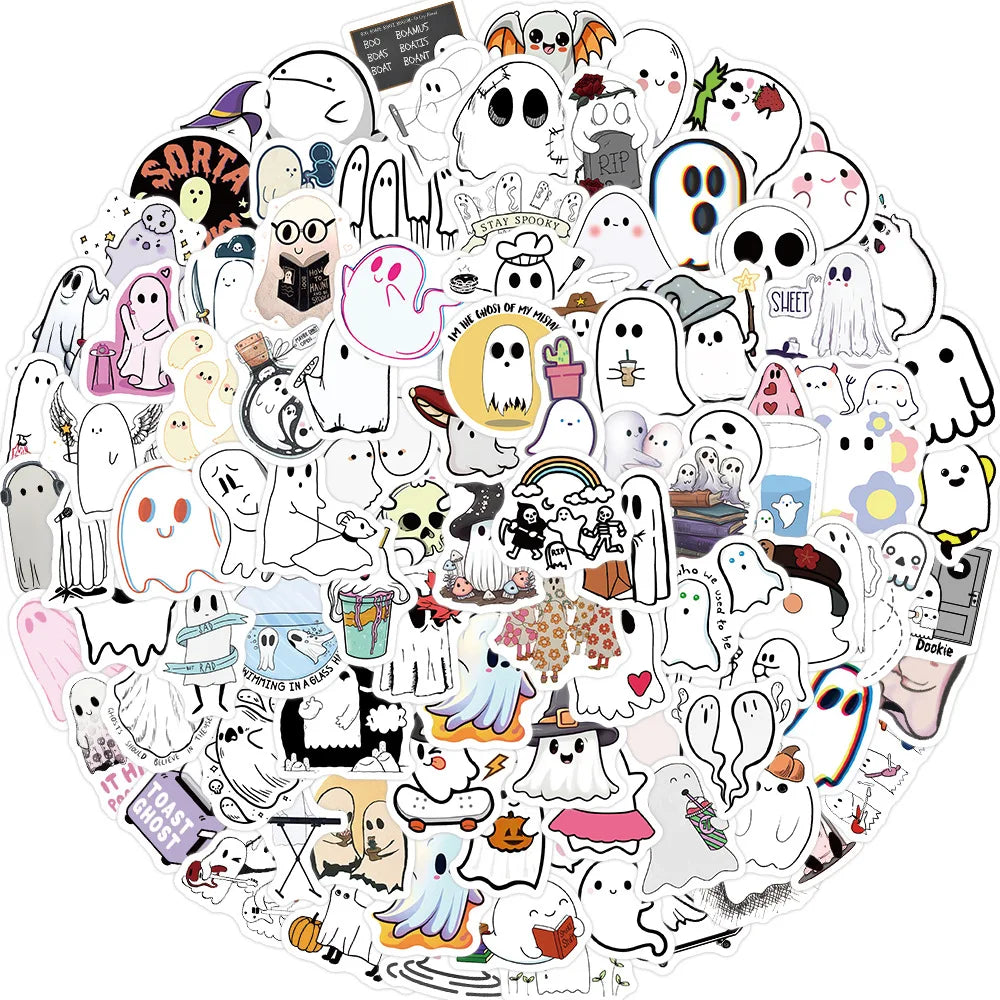 50/100Pcs Waterproof Halloween Demon Kawaii Sticker Decoration Notebook Stickers Scrapbooking DIY Journal Halloween Graffiti (ONLINE ORDER ONLY)