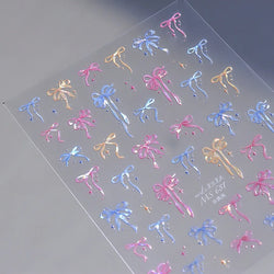 Chic Shiny Bowknot Colorful Ribbon Stars Heart Butterfly Flower Delicate Romantic Nail Art Stickers Decoration Manicure Decals (Online Order Only)