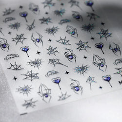 Cat Eye Shiny Blue Purple Spider Cross Love Heart Star Snake Web Jelly Thrilling Nail Art Stickers Manicure Decals Halloween (ONLINE ORDER ONLY)