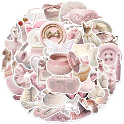 50pcs Cute Pink Ballet Girls Stickers Ins Style Decals DIY Decoration For Laptop Notebook Suitcase Laptop Phone Toys Gift (Online Order Only)