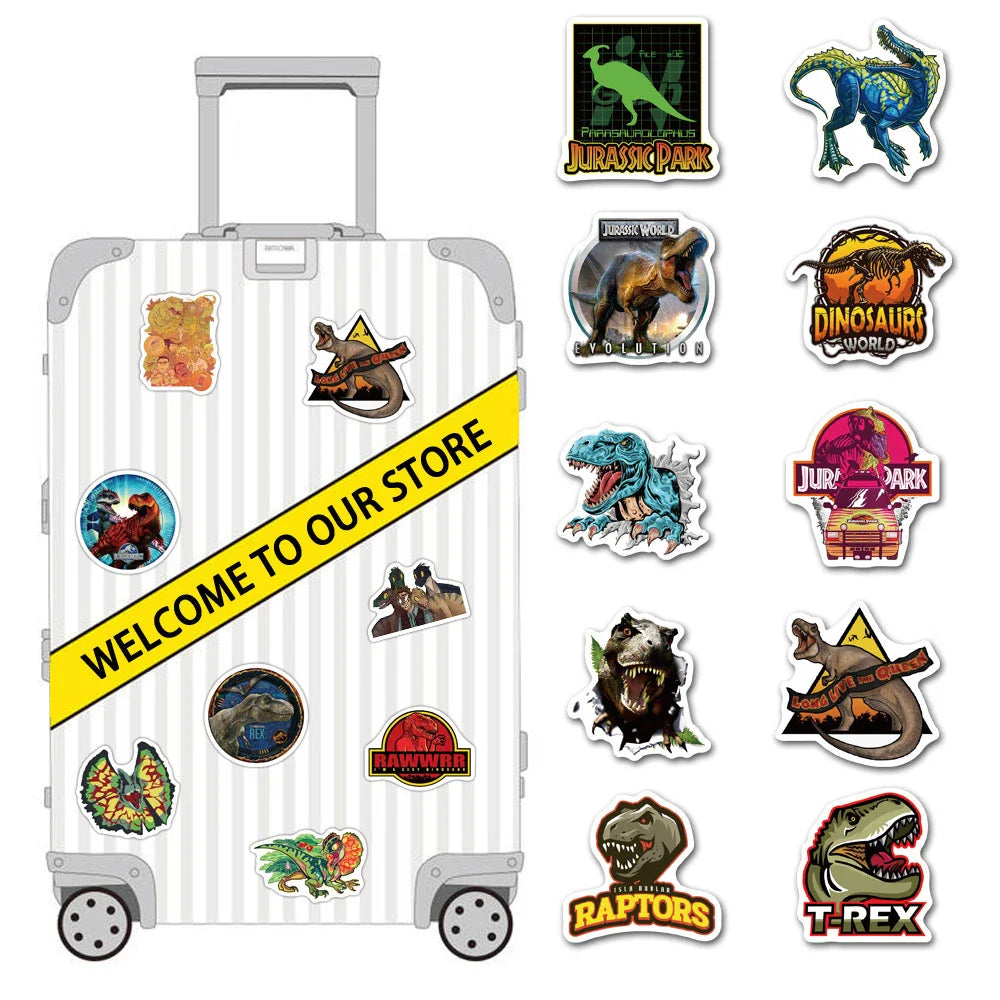 10/30/50PCS Cartoon Jurassic Park Dinosaur Forest Creative Graffiti Sticker Bike Scooter Helmet Laptop Computer Wholesale (Online Order Only)