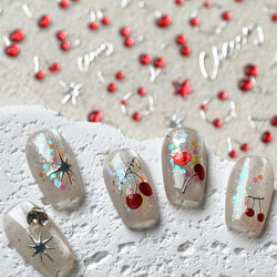 Lovely Mini Red Cherry Jelly Star Sun Fruit Charming Silver 3D 5D Self Adhesive Nail Art Stickers Cute Manicure Decals Wholesale (ONLINE ORDER ONLY)