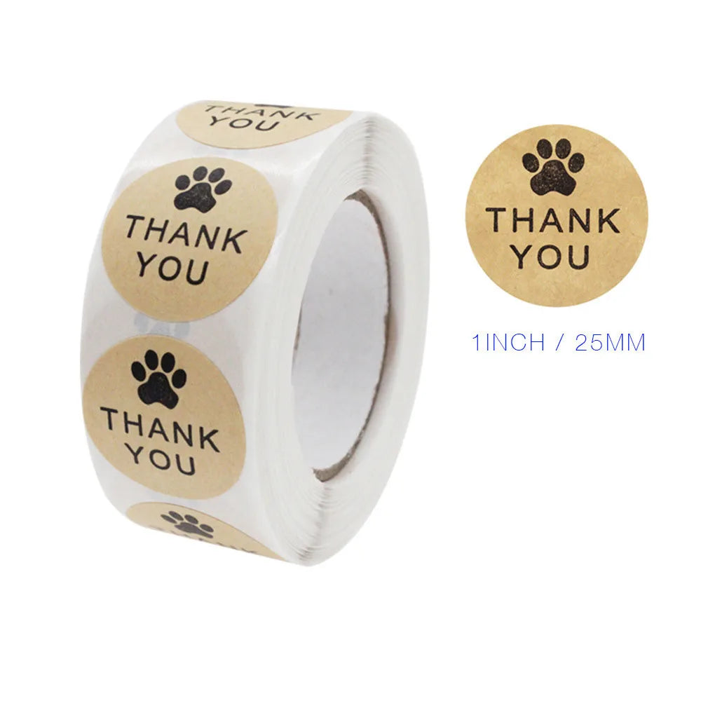 100-500PCS Thank You Stickers for Business New Merci Package Home Made Sticker Rolling Packaging Stickers Small Roll Labels (ONLINE ORDER ONLY)