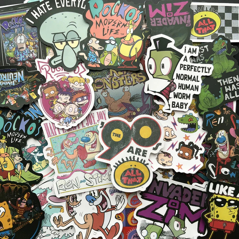 90s Cartoon Stickers for Laptop, Bike, Car, Guitar, Skateboard, Luggage, Kids Scrapbook (ONLINE ORDER ONLY)