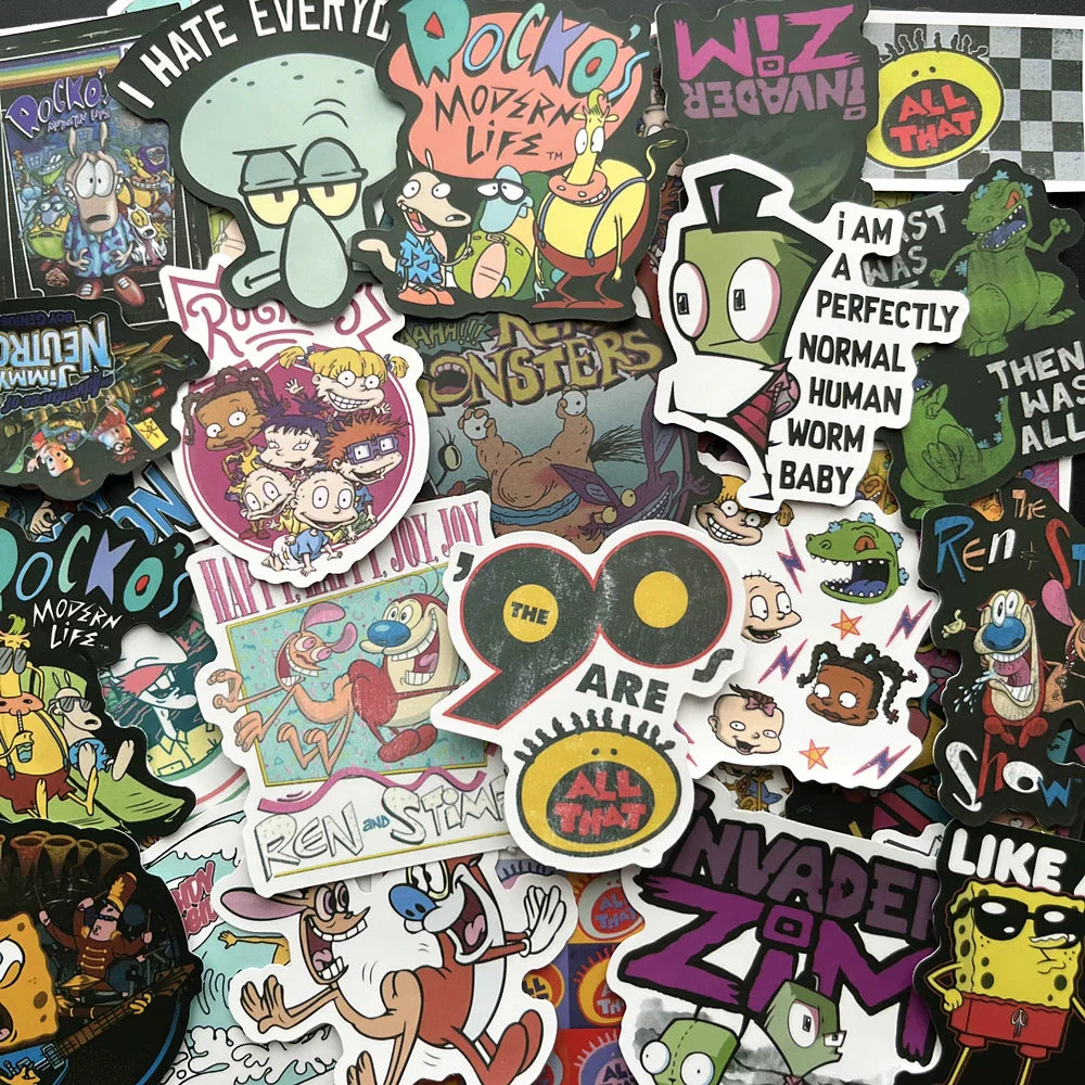 90s Cartoon Stickers for Laptop, Bike, Car, Guitar, Skateboard, Luggage, Kids Scrapbook (ONLINE ORDER ONLY)