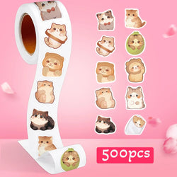 100-500pcs Cute Fat Cat Sticker Thank You Sticker DIY Gift Baking Package Decoration Lables Scrapbooking Stationery Supplies (ONLINE ORDER ONLY)