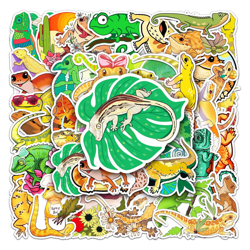 50Pcs Lizard Cartoon Waterproof Vinyl Stickers for Skateboard Snowboard (Online Order Only)