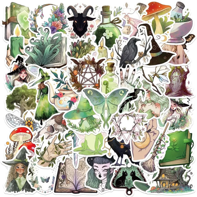10/30/50PCS Kawaii Forest Witch Decoration Scrapbooking PVC Sticker Aesthetic Korean Stationery School Supplies for Kids (ONLINE ORDER ONLY)