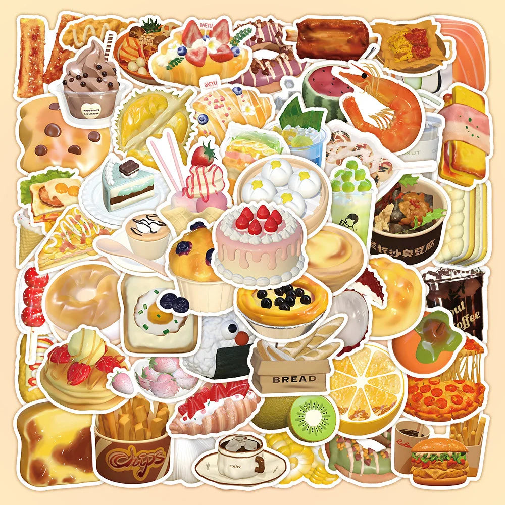 Cheesecake Burger Toast Stickers for Phone Laptop Luggage Skateboard - Fun Gift for Kids (Online Order Only)