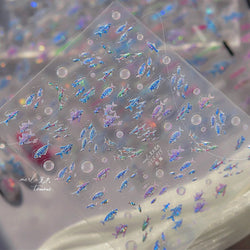 Colorful Shoal of Fish Whale Ocean Shell Conch Starfish Summer Sea Jellyfish Bubble Nail Art Decoration Sticker Manicure Decals (ONLINE ORDER ONLY)