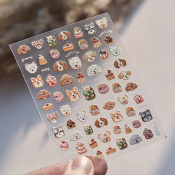 Cute Mango Dog Puppy Bear Bichon Blueberries Strawberry Cake Fruit Juice Desserts Corgi Adhesive Nail Art Sticker Manicure Decal (Online Order Only)