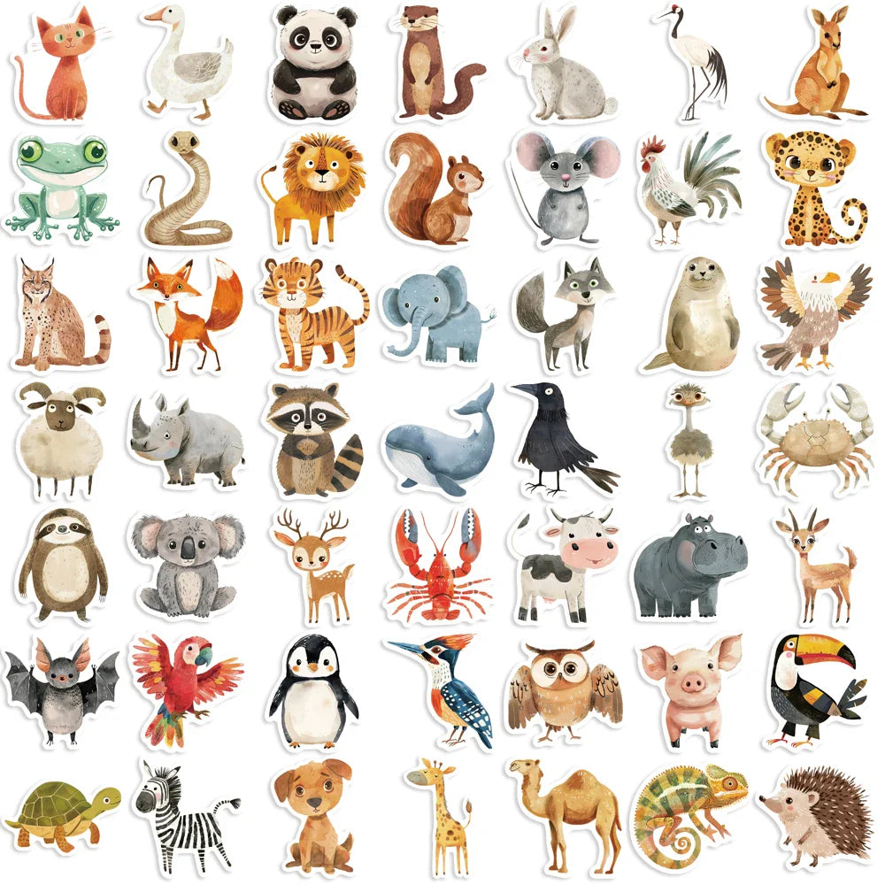 50pcs Cute Childrens Book Paintings Stickers Vinyl Waterproof Stickers for Kids Toy Animals Decals for Loptop Water Bottle Phone (ONLINE ORDER ONLY)