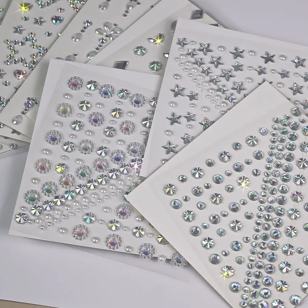 1pc Star-Shaped Rhinestone Sticker Sparkling Acrylic Rhinestone Face Decals Butterfly & Floral Designs for Party/Stage/Festivals (ONLINE ORDER ONLY)
