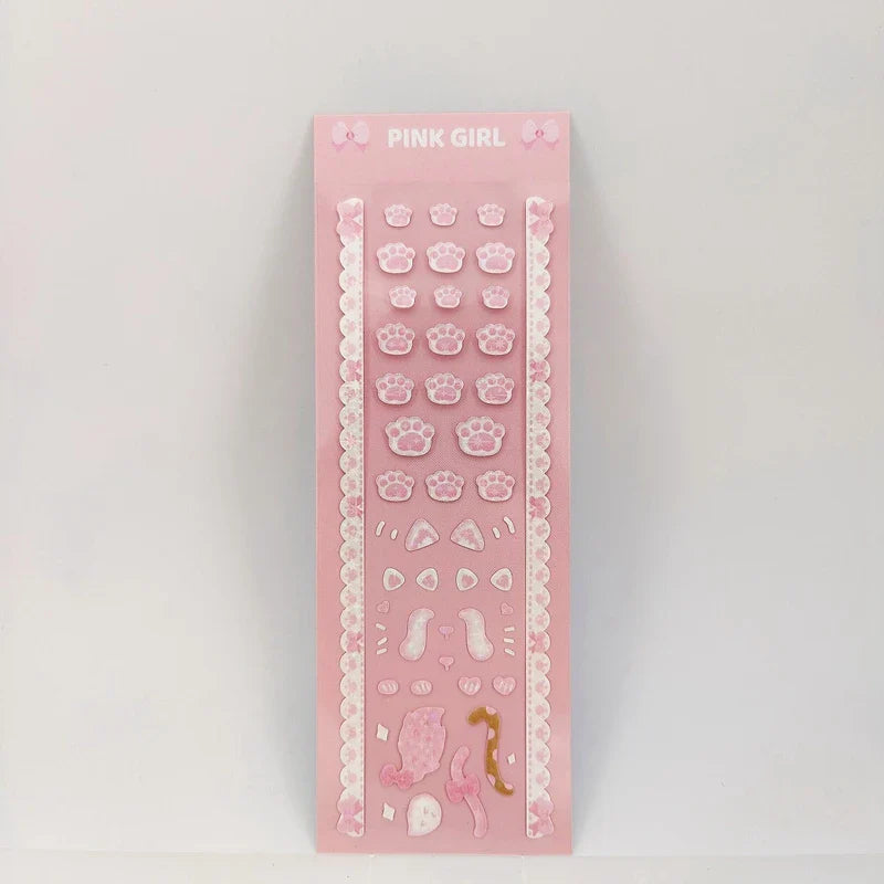 Korean Ins Girls Bow Lace Series Sticker Hand Account Idol Card DIY Album Decoration Scrapbooking Stickers Kawaii Stationery (ONLINE ORDER ONLY)