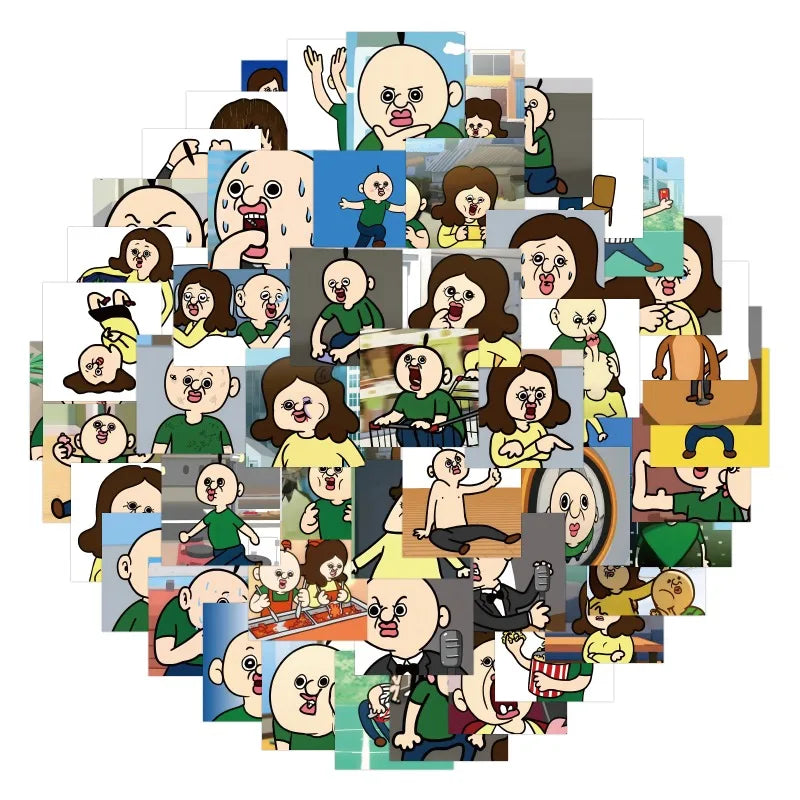 60pcs Cartoon Stickers for Laptop, Phone, Water Bottle, Suitcase, Stationery, Refrigerator (Online Order Only)