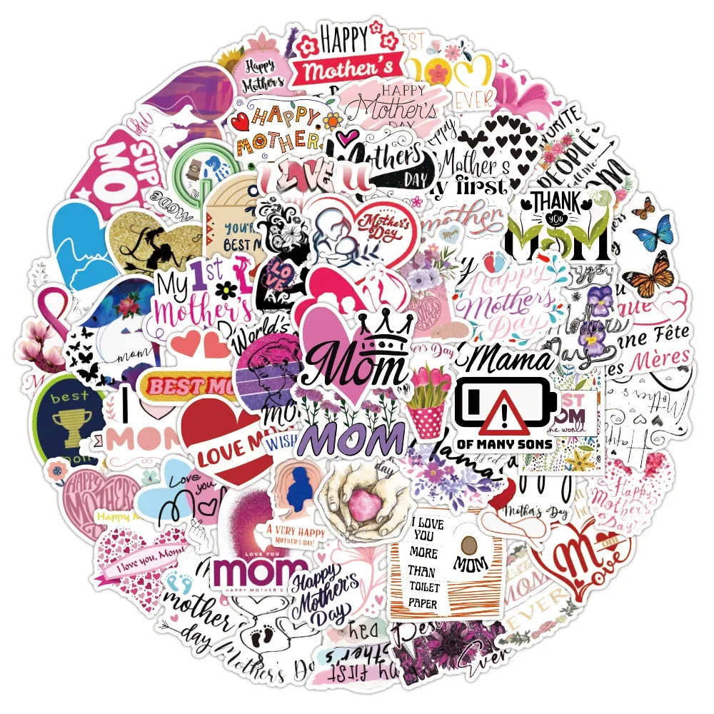 50/100Pcs Mother's Day Sticker Quotes Sentences DIY Laptop Luggage Refrigerator Skateboard Toy Decal Sticker (ONLINE ORDER ONLY)