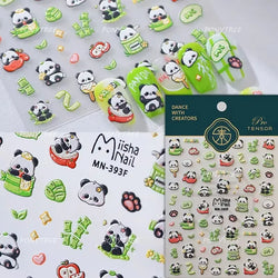 Panda Bamboo Butterfly Pattern Totem Figure Peony Flower Love Heart Adhesive Nail Art Stickers Embroidery Pearl Manicure Decals (ONLINE ORDER ONLY)
