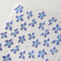 Charming Dreamy Shiny Jelly Blue Gradient Lily Flowers Rose Petal White Dot Chinese Colorful Nail Art Stickers Manicure Decals (ONLINE ORDER ONLY)