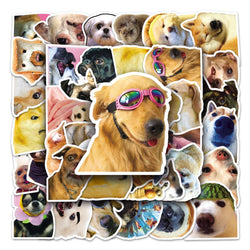 50Pcs Dog Emoji Cartoon Waterproof Vinyl Stickers for Skateboard Snowboard (ONLINE ORDER ONLY)