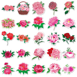 10/50Pcs Peony Stickers Cartoon Stickers Graffiti Decals Waterproof Motorcycle Luggage Guitar Skateboard Kid Gift Sticker (Online Order Only)