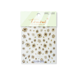 Retro Flowers Petal Pearl Rhinestones Halo Dyeing Chic Daisy Vintage Gold Foil  Floral Designs Nail Art Stickers Manicure Decals (ONLINE ORDER ONLY)