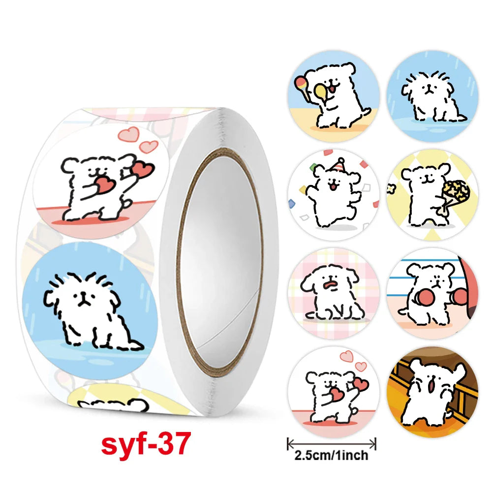 New  Sticker  Dog Cat Kids Reward Sticker Yellow Labels Happy Animal dog   Sticker Kids Toys School Teacher Student Stationery (Online Order Only)