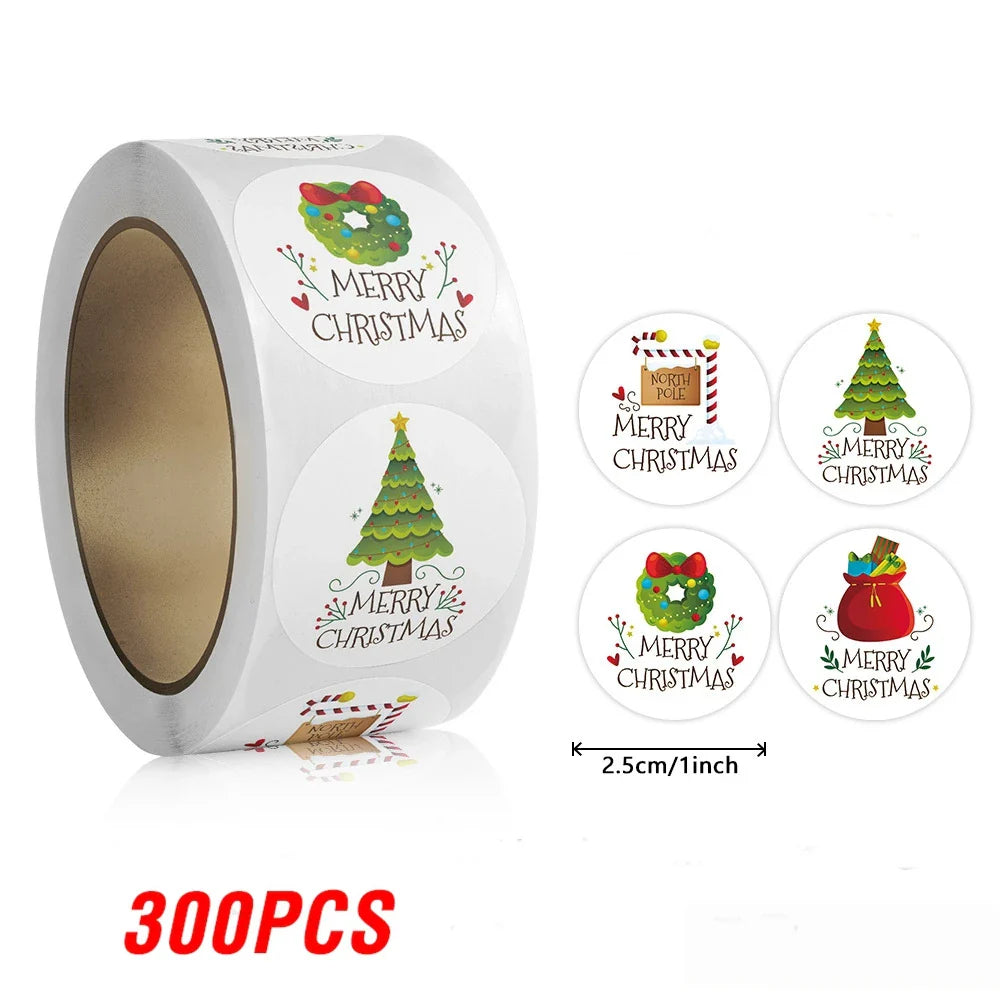100-500pcs Christmas Stickers Retro Santa Stickers for Scrapbooking Christmas Decorations Envelopes Gifts (ONLINE ORDER ONLY)