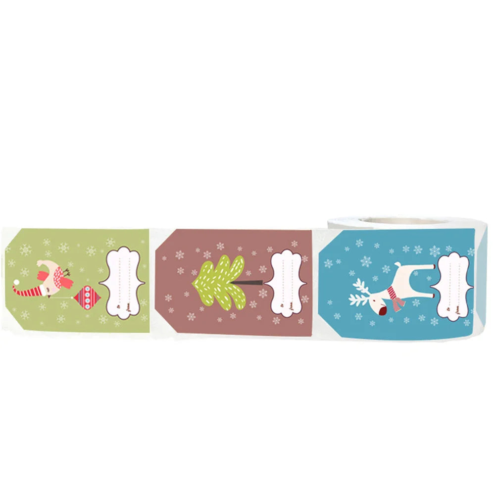 50-250pcs New Merry Christmas Stickers Rectangle Christmas Gift Box Decor Seal Sticker Cute Santa Stickers Stationery (ONLINE ORDER ONLY)
