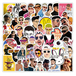 10/30/50pcs Pop Singer Bad Bunny Graffiti Sticker Scrapbook Kids Toys Pvc Laptop Waterproof Notebook Trolley Cool Decal Stickers (ONLINE ORDER ONLY)