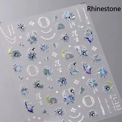 Retro Rose Gold Photo Frame Dried Flower Delicate Totem 3D Self Adhesive Nail Art Stickers 5D Shiny Rhinestone Manicure Decals (ONLINE ORDER ONLY)