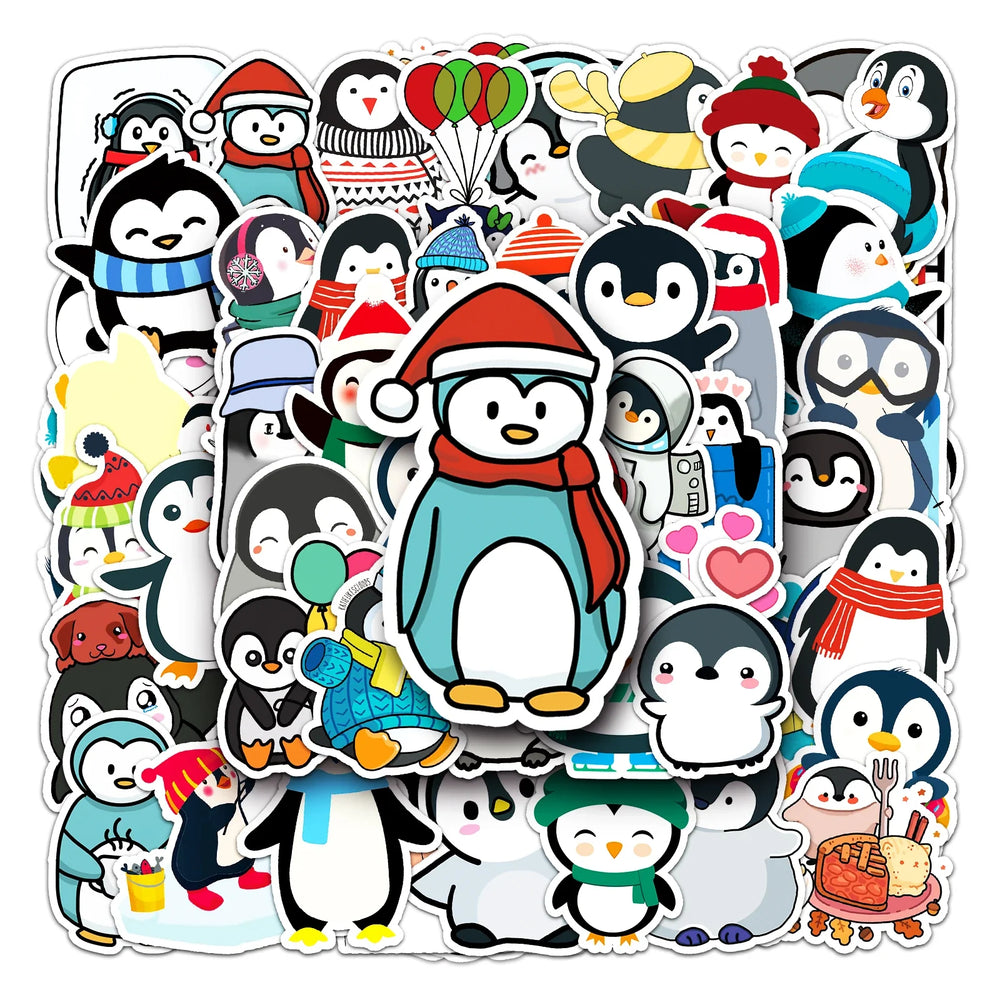 50Pcs Penguin Cartoon Waterproof Vinyl Stickers for Skateboard Snowboard (ONLINE ORDER ONLY)