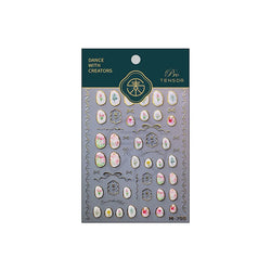 Hot Stamping Jelly All Tulips Garden Flower Bowknot Wave Lace Line Golden and Radiant Adhesive Nail Art Stickers Manicure Decals (ONLINE ORDER ONLY)
