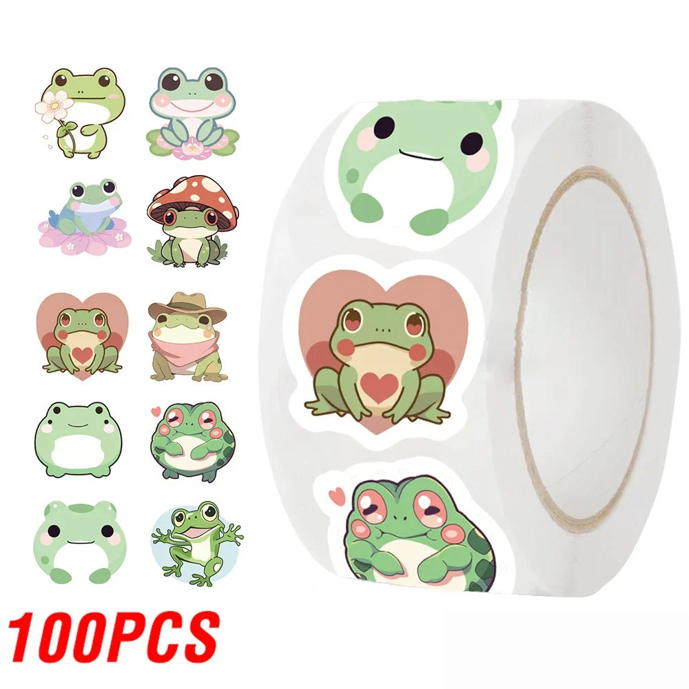 100-500pcs Frog Animals Reward Stickers School Students Cute Cartoon Encouragement Sticker Scrapbooking DIY Gift Decoration (ONLINE ORDER ONLY)