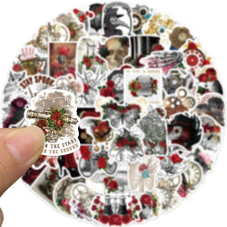 10/50Pcs Punk Rose Stickers Gothic Retro Fashion Cool Girls Stickers For DIY Guitar Laptop Luggage Skateboard Bike Car (Online Order Only)