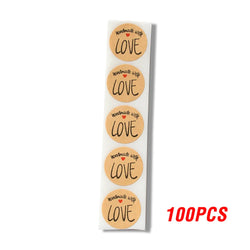 1Inch 100-500pcs Round Kraft Paper "handmade With love" Seal Sticker For Handmade Products Baking Products Sealing Sticker Label (ONLINE ORDER ONLY)