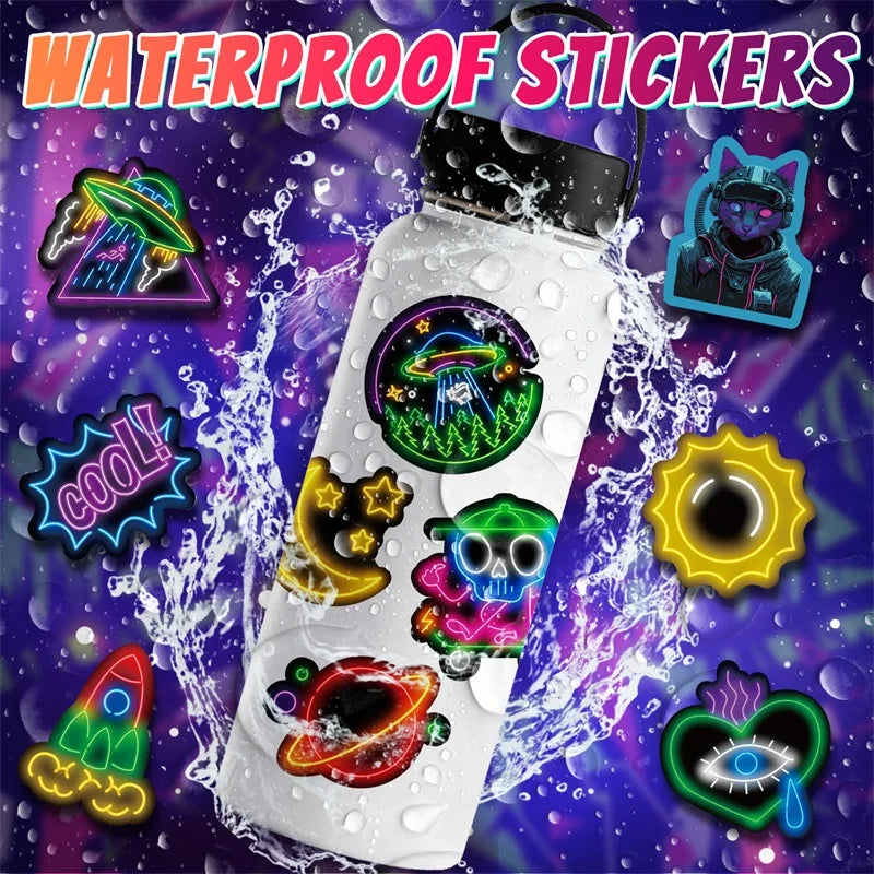 10/30/50PCS Cute Neon Dog PVC Sticky Sticker Aesthetic DIY Korean Stationery Decoration Scrapbooking School Supplies for Kids (Online Order Only)