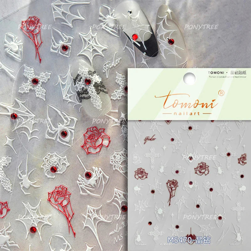 Black White Pearl Lace Butterfly Cross Retro Figure Flower Symmetric Self Adhesive Nail Art Stickers  Manicure Decals Wholesale (ONLINE ORDER ONLY)