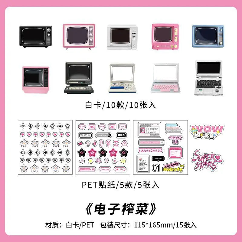 15pcs/lot American Style Retro Material Pack Paper Card Decorative Sticker for Photo Frame Planner Journal DIY Collage (ONLINE ORDER ONLY)