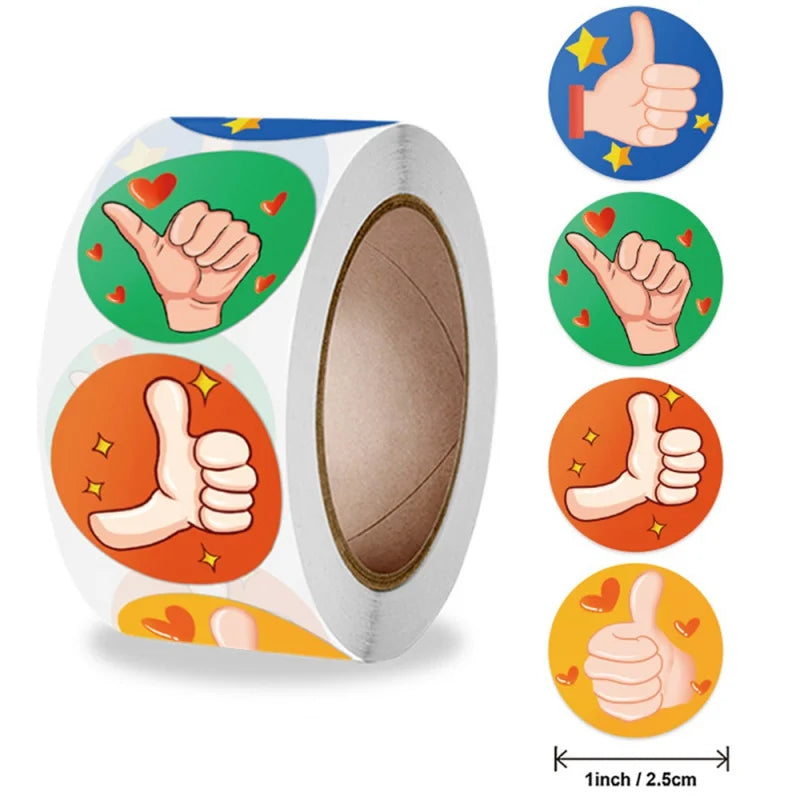 500pcs Encouragement Reward Stickers Thumbs Up Rewarded Kids School Kindergarten Children Scrapbook Stationery Sticker (Online Order Only)