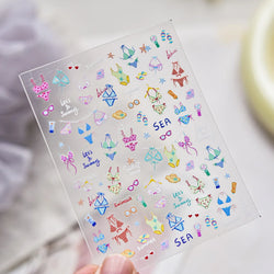 Colorful Swimsuit Bikini Fresh String Bag Vegetables Fruits Summer Beach Underwear Sunscreen Nail Art Stickers Manicure Decals (ONLINE ORDER ONLY)