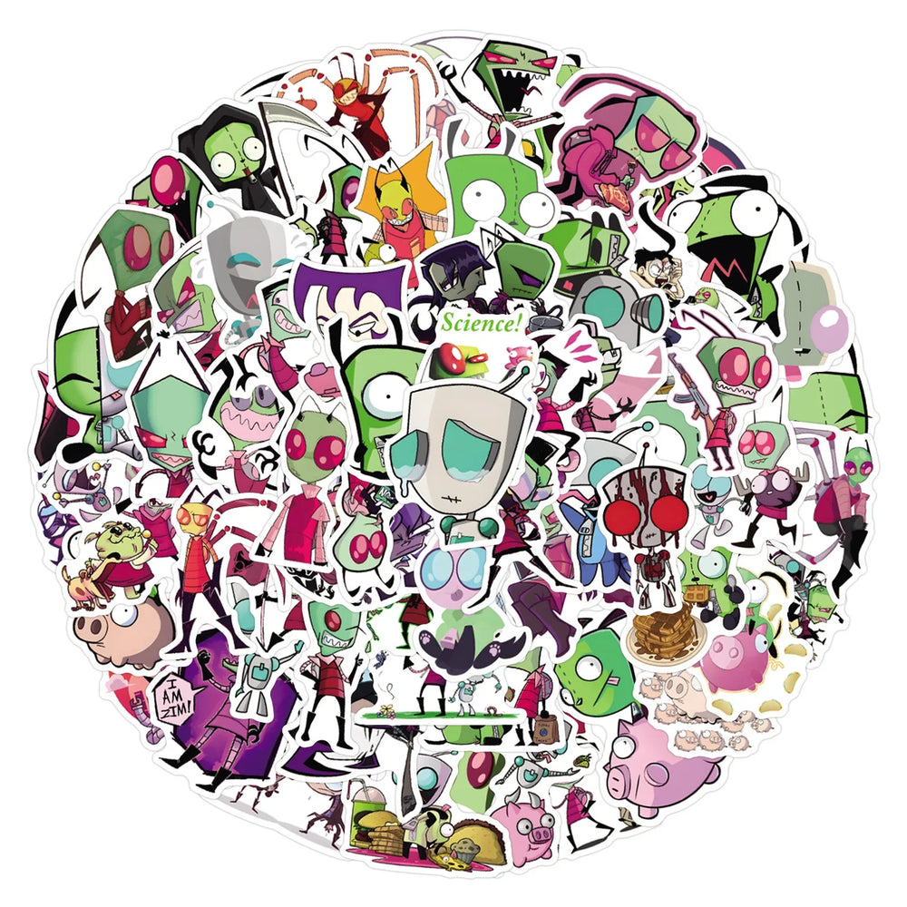 10/30/50/110PCS Invader Zim Stickers Funny Cartoon Kids Toys DIY Luggage Laptop Guitar Car Bike Skatboard Decals Movie Sticker (ONLINE ORDER ONLY)