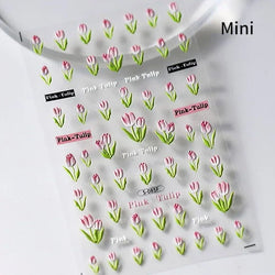 Pale Flower Bouquet Label Bowknot Stationery Sunflower Daisy Leaf 3D Self Adhesive Nail Art Stickers Rhinestone Manicure Decals (Online Order Only)